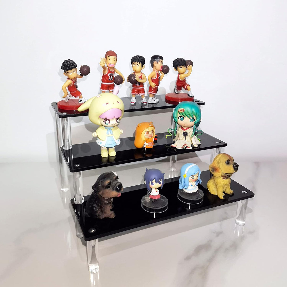 Cart in Mart 3 Tier Acrylic Display Riser Cupcake Stand Makeup Perfume Organizer - Black