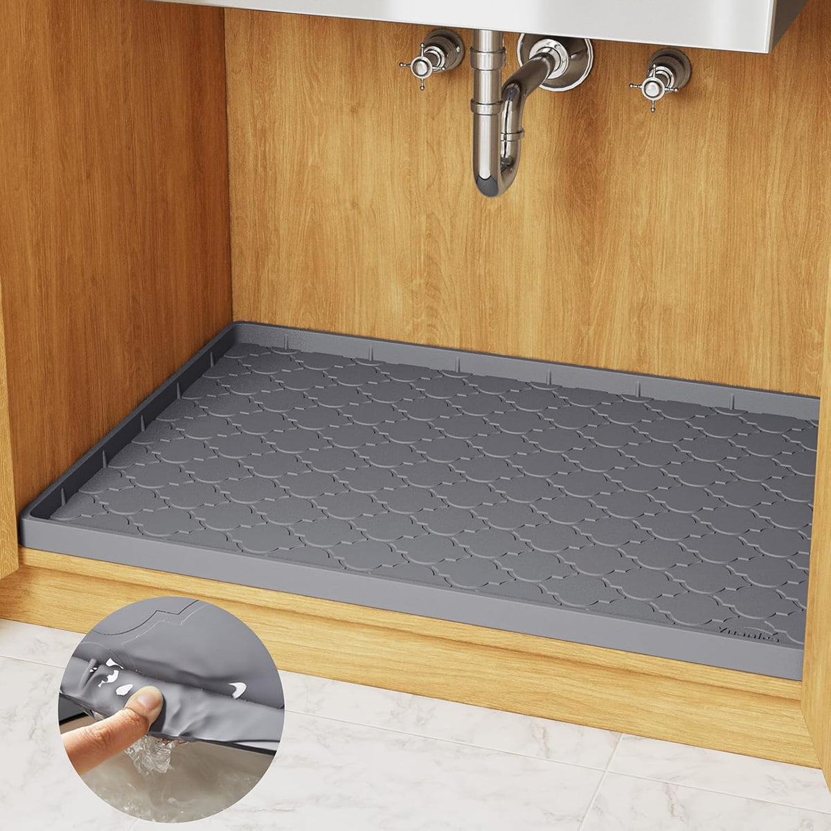 Cart In Mart Silicone Waterproof Under Sink Mat Drip Tray - 86x56cm - Cabinet Liner