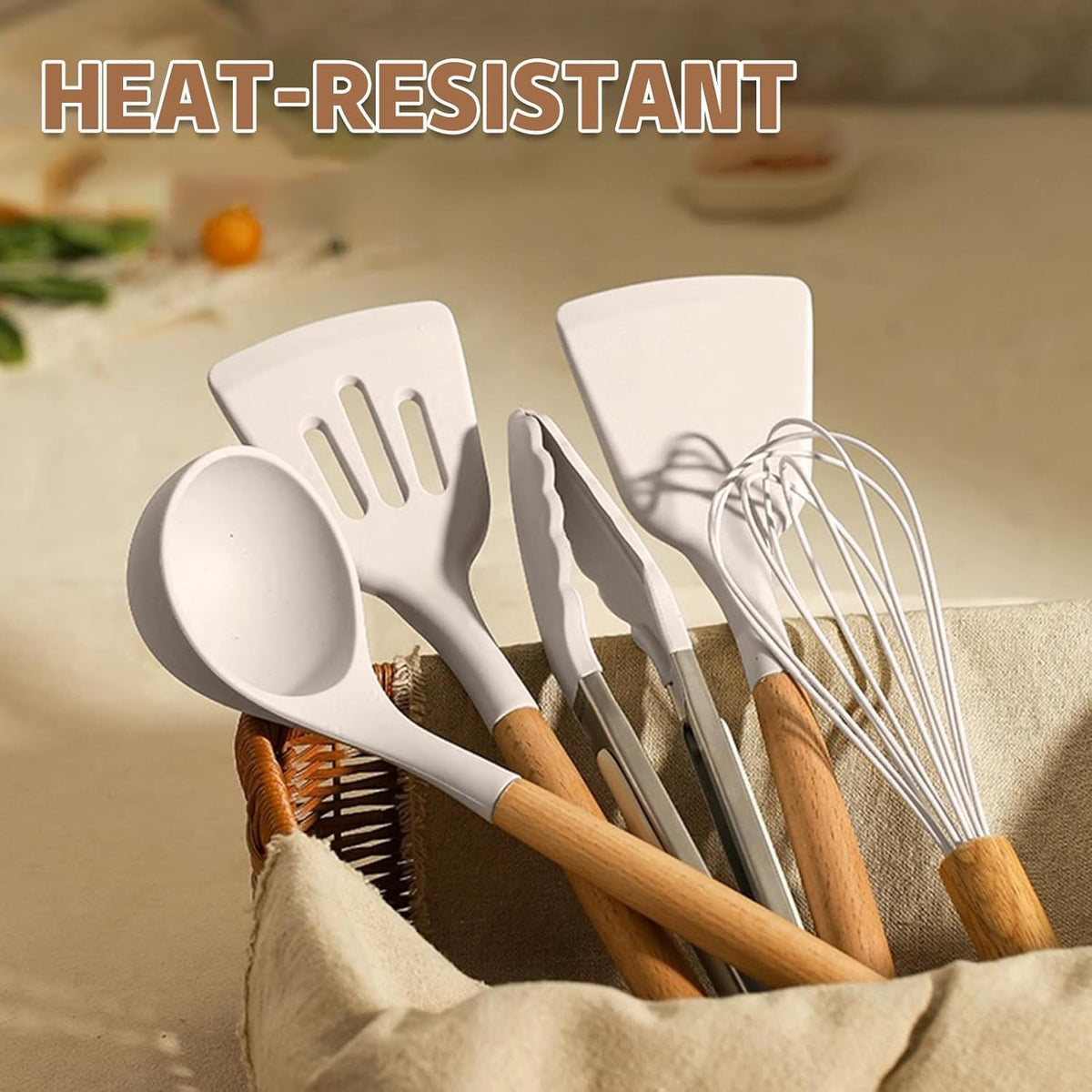 Cart In Mart 33 Piece Silicone Cooking Kitchen Utensils Spatula Tools Set - Khaki