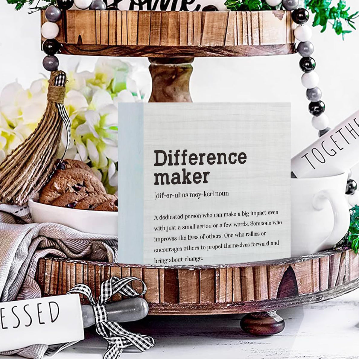 Cart In Mart Wooden Box Decorative Sign Gift For Men Woman Home Office- Difference Maker