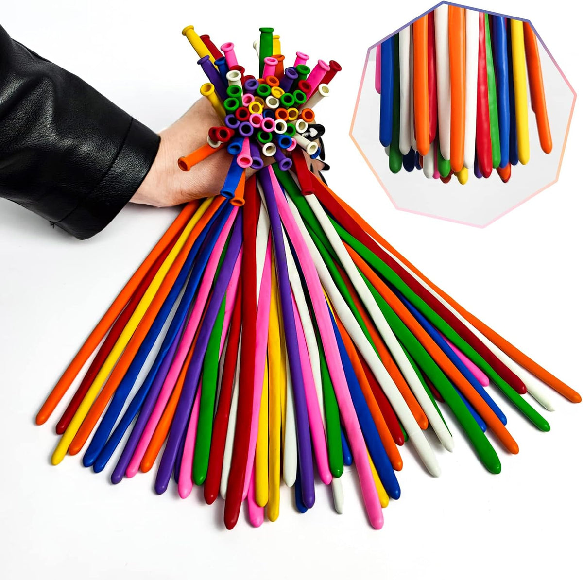 Cart In Mart 400 Pack 260Q Long Colored Balloons With Pump For Animal Arch Twisting Magic