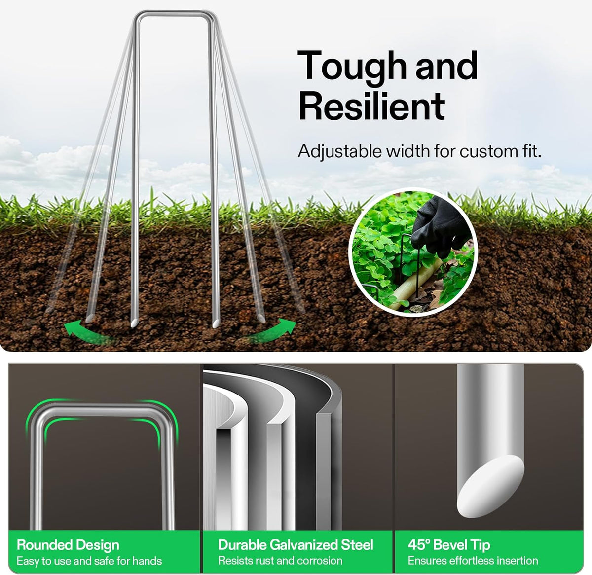 Cart In Mart 120-Pack Galvanized Landscape Staples Garden Stakes For Lawn Fence-15.2cm