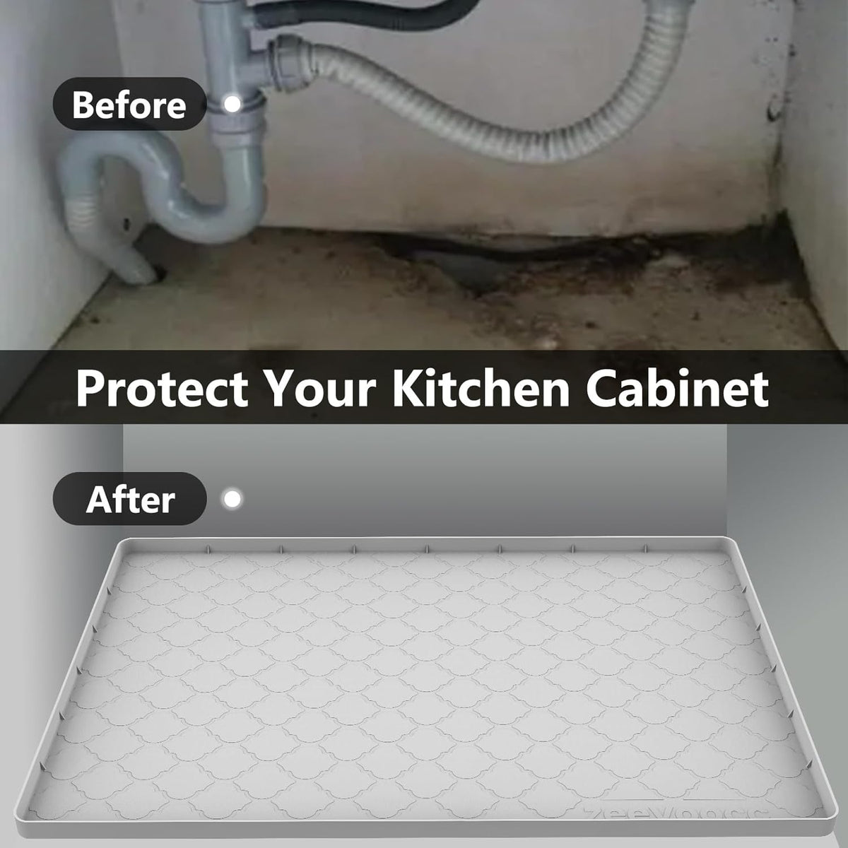 Cart In Mart Silicone Waterproof Under Sink Mat Drip Tray - 86x56cm - Cabinet Liner