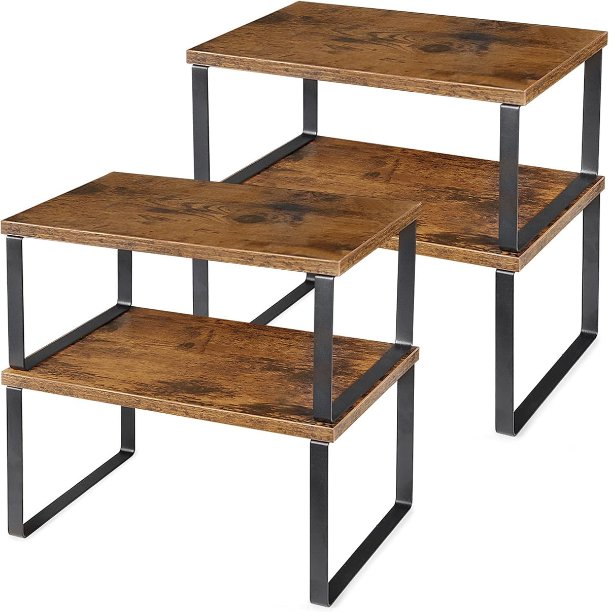 Cart In Mart 4 Pack Stackable Kitchen Cabinet Organiser Shelf Counter Storage - Multipurpose