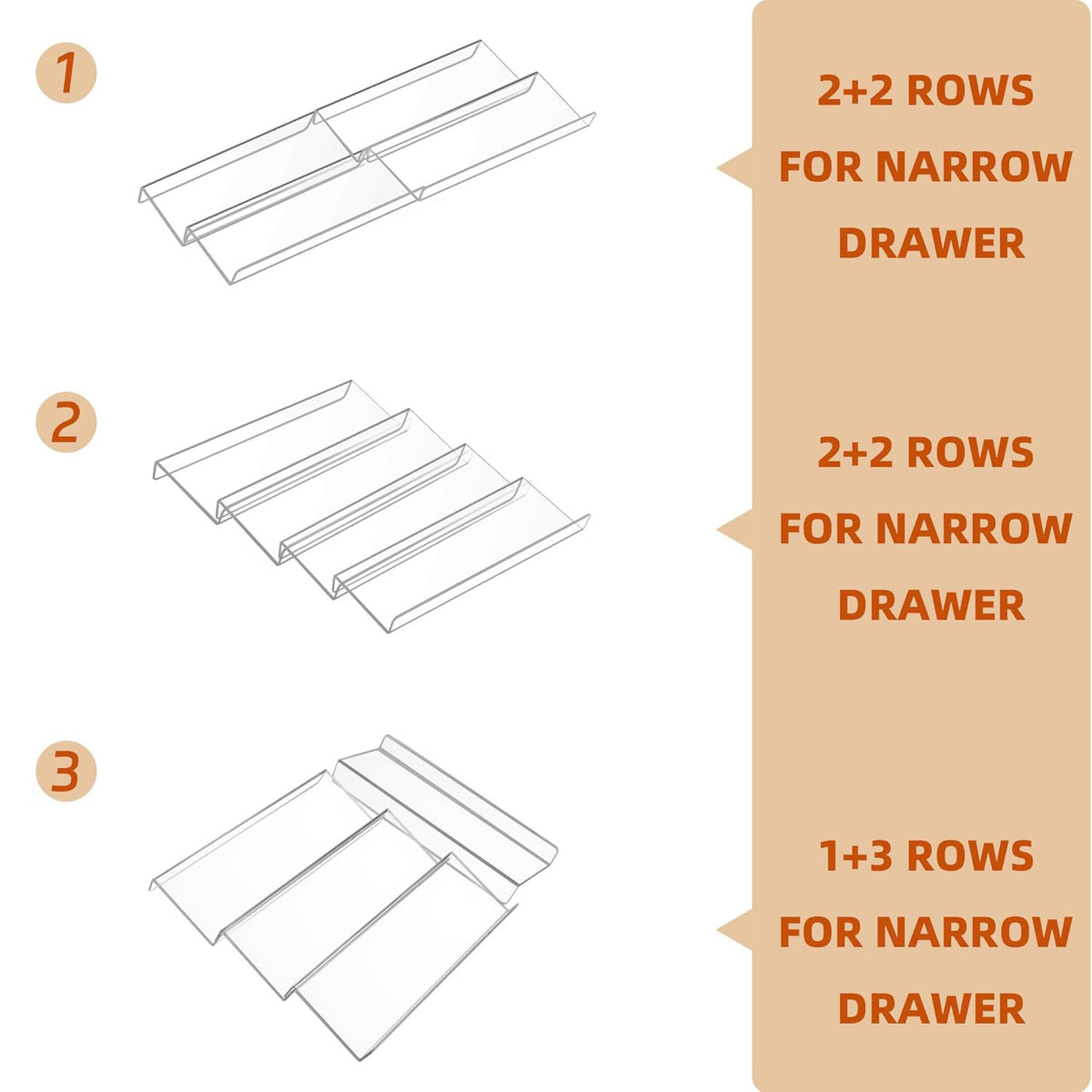 Cart In Mart 4 Tier - Clear Acrylic Drawer Spice Organiser Rack Cosmetic Storage - 8 Piece (No Jars)