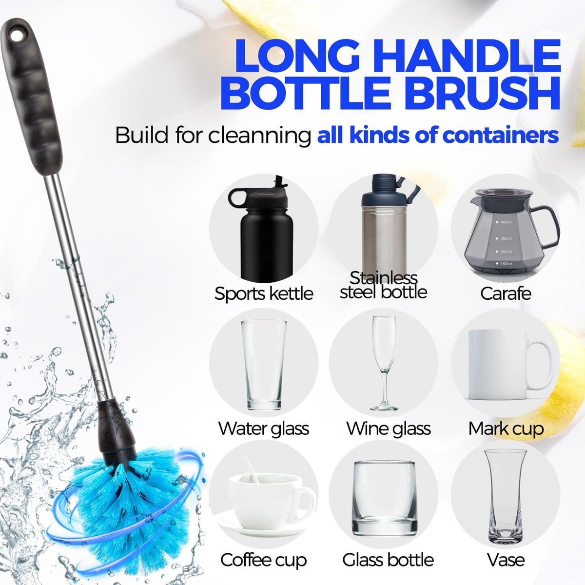 Cart In Mart 8 Pack Bottle Cleaner Brush Set For Decanter Baby Bottle Tumbler Cup Lid