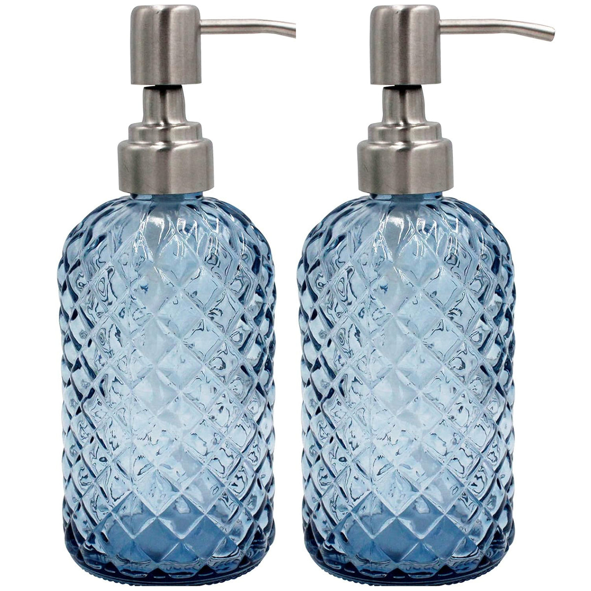 Cart In Mart 2-Pack Glass Hand Soap Dispenser Lotion Refillable Stainless Steel Pump