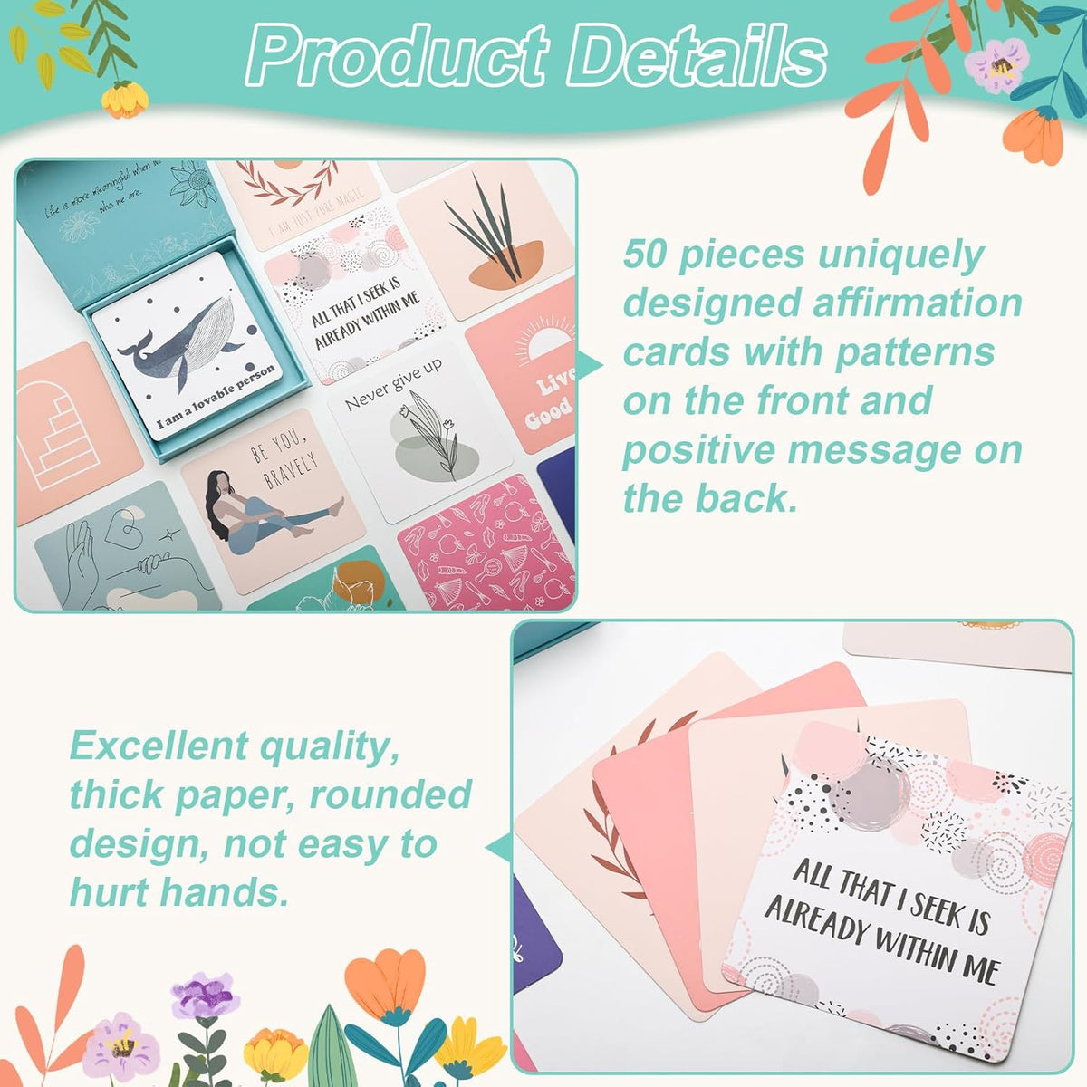 Cart In Mart 50 Positive Affirmations Inspirational Motivational Cards For Women
