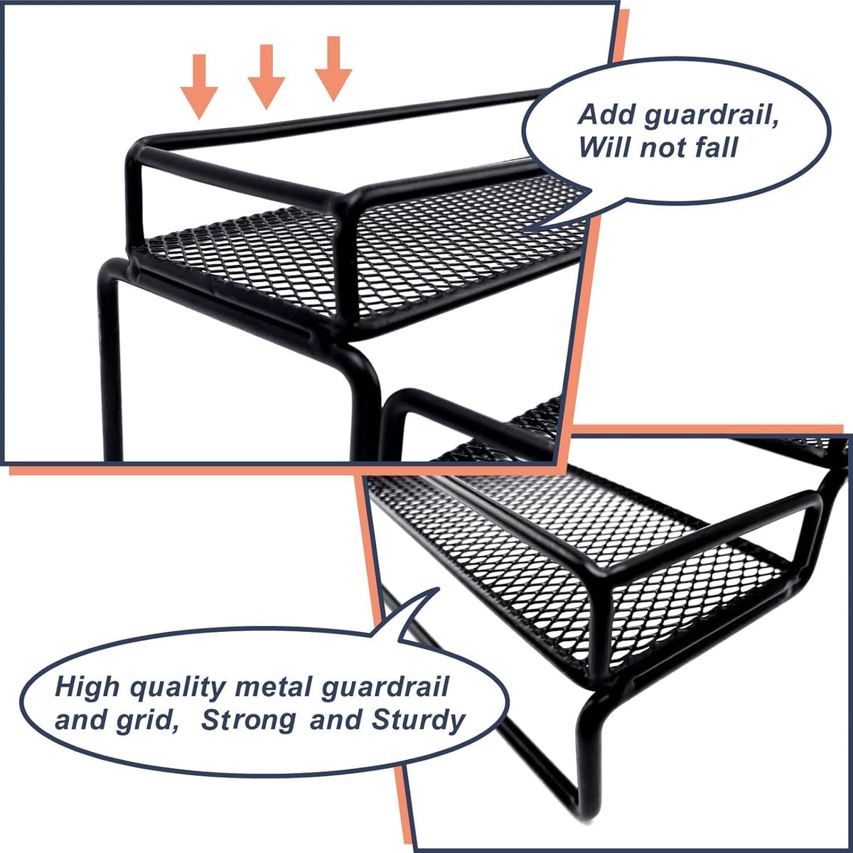 Cart In Mart 2-Pack 4 Tier Expandable Spice Rack Organiser For Cabinet Countertop-Metal