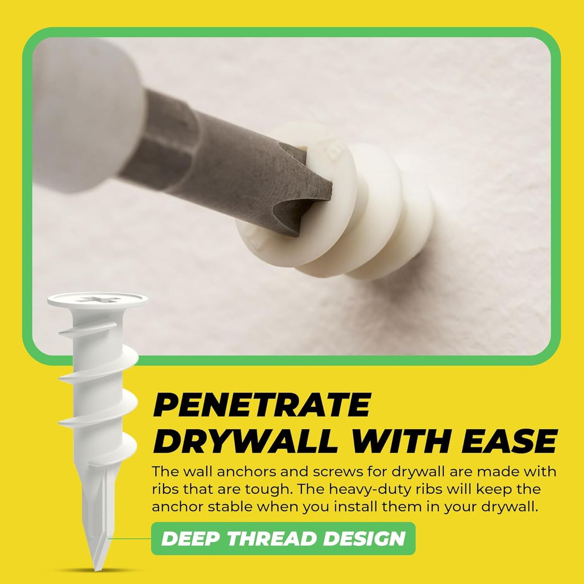Cart In Mart 100 Piece (50 Pack) #8 Self Drilling Drywall Anchors & Screws-34KG Weight Bear