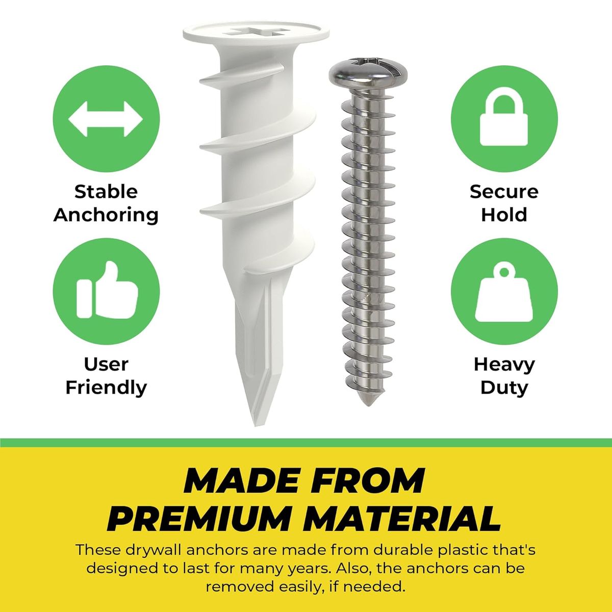 Cart In Mart 100 Piece (50 Pack) #8 Self Drilling Drywall Anchors & Screws-34KG Weight Bear