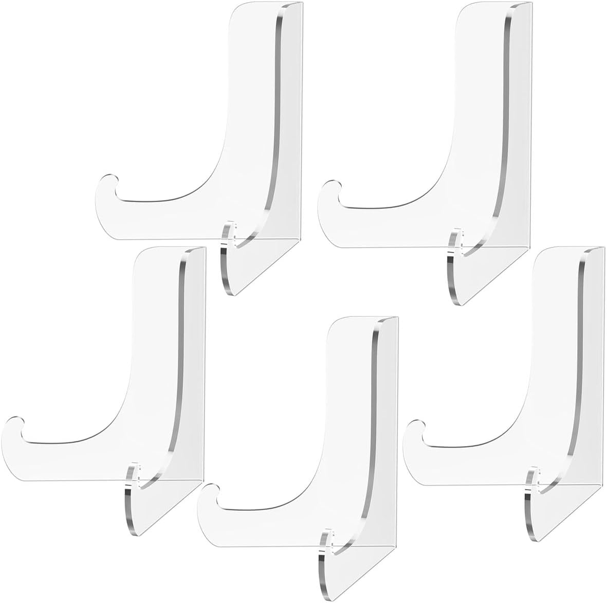 Cart In Mart 5 Pack Clear Acrylic Display Easel Stand Decorative Plate Photo Holder - M