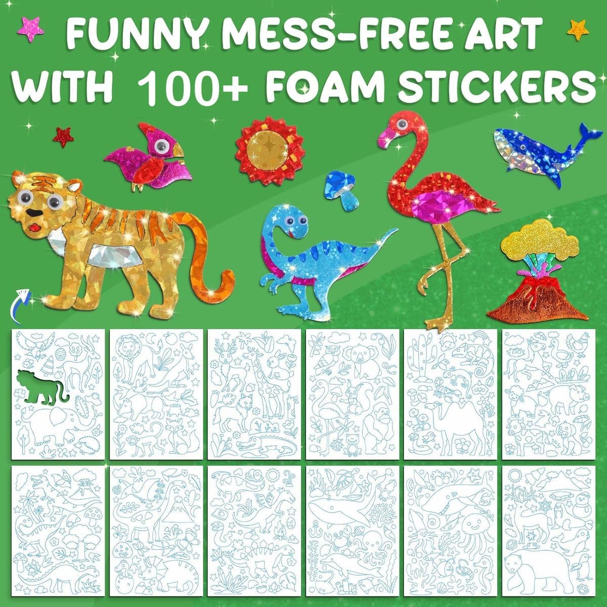 Cart In Mart Foil Art Kit Animals DIY Crafts Travel Toys Gift for Kids Boys & Girls