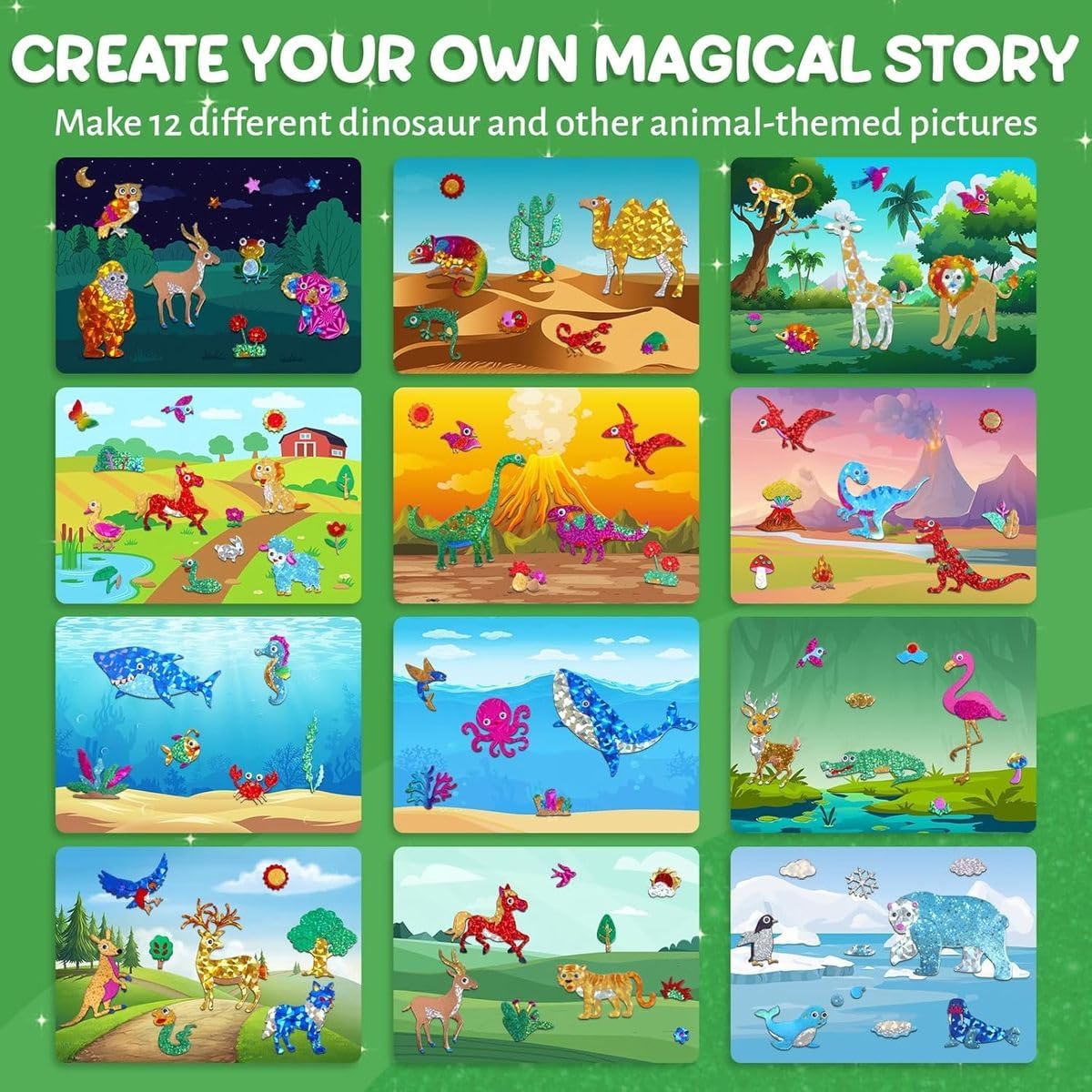 Cart In Mart Foil Art Kit Animals DIY Crafts Travel Toys Gift for Kids Boys & Girls