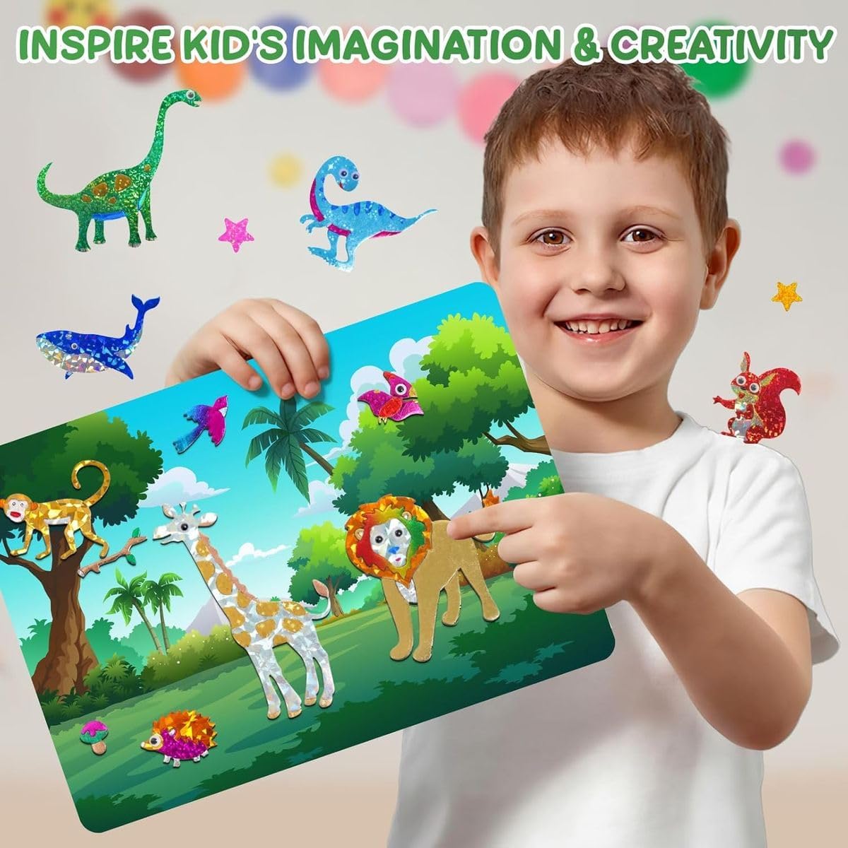 Cart In Mart Foil Art Kit Animals DIY Crafts Travel Toys Gift for Kids Boys & Girls