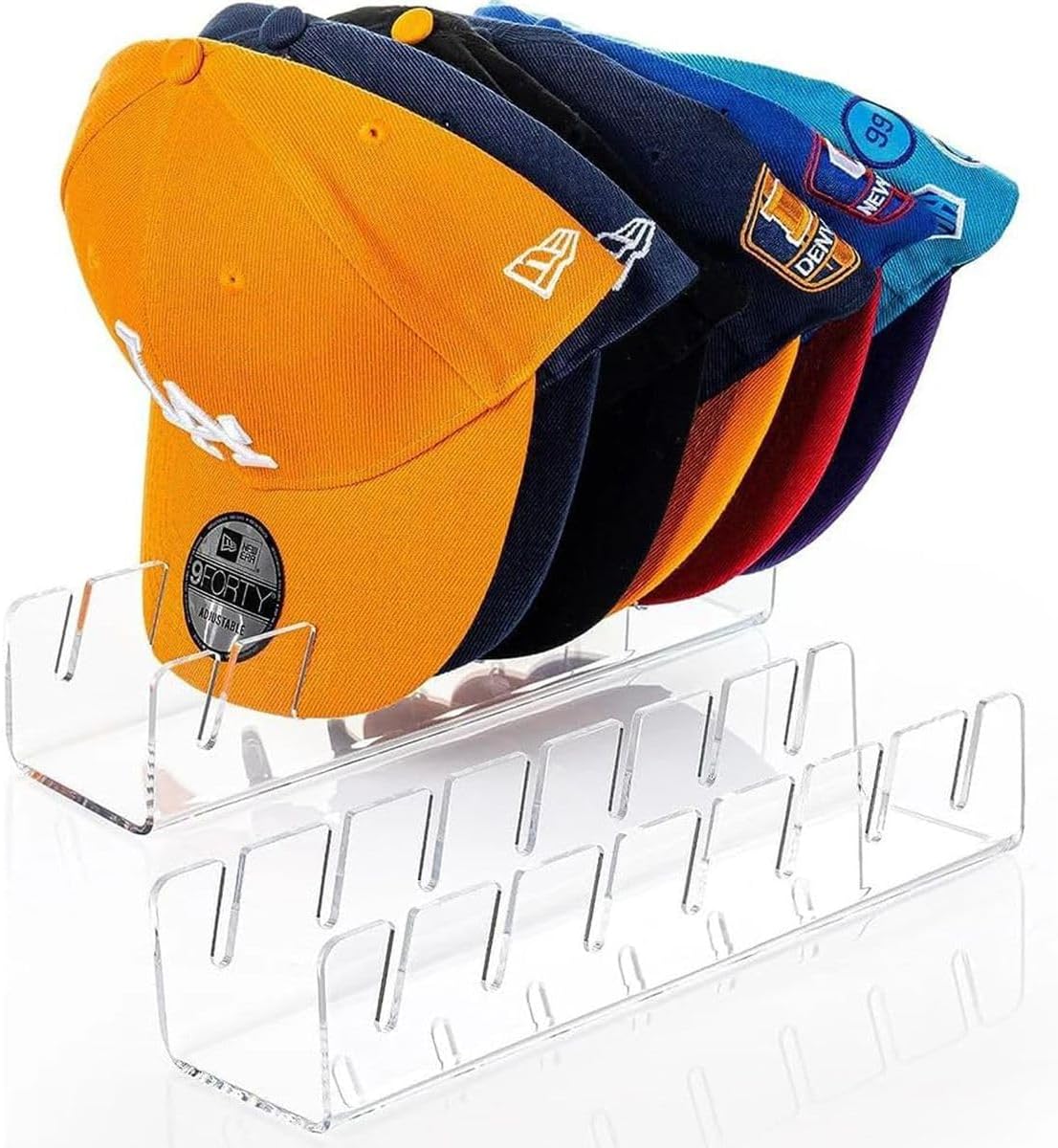 Cart In Mart 2Pcs Hat Stand Hat Organizer for 14 Baseball Caps Hat Racks Clear Acrylic