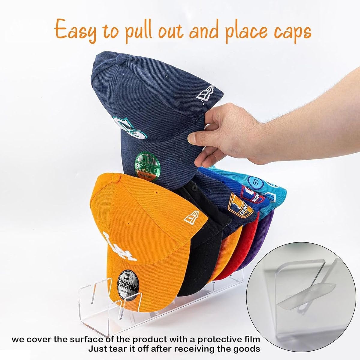 Cart In Mart 2Pcs Hat Stand Hat Organizer for 14 Baseball Caps Hat Racks Clear Acrylic