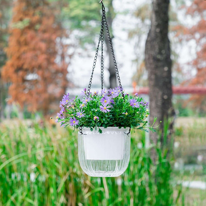 2 Pack Hanging Planters Flower Pots Indoor Outdoor- Clear Self Watering