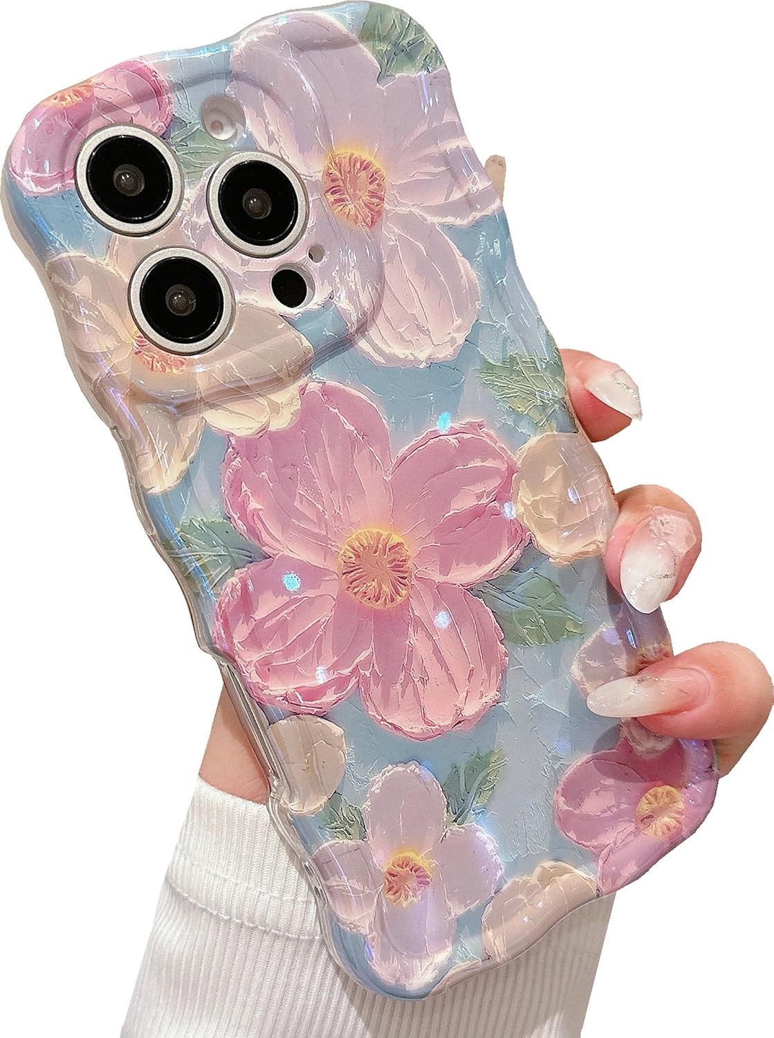 Cart In Mart Colorful Glossy Flower Cover for iPhone 15 Pro for Girls / Women