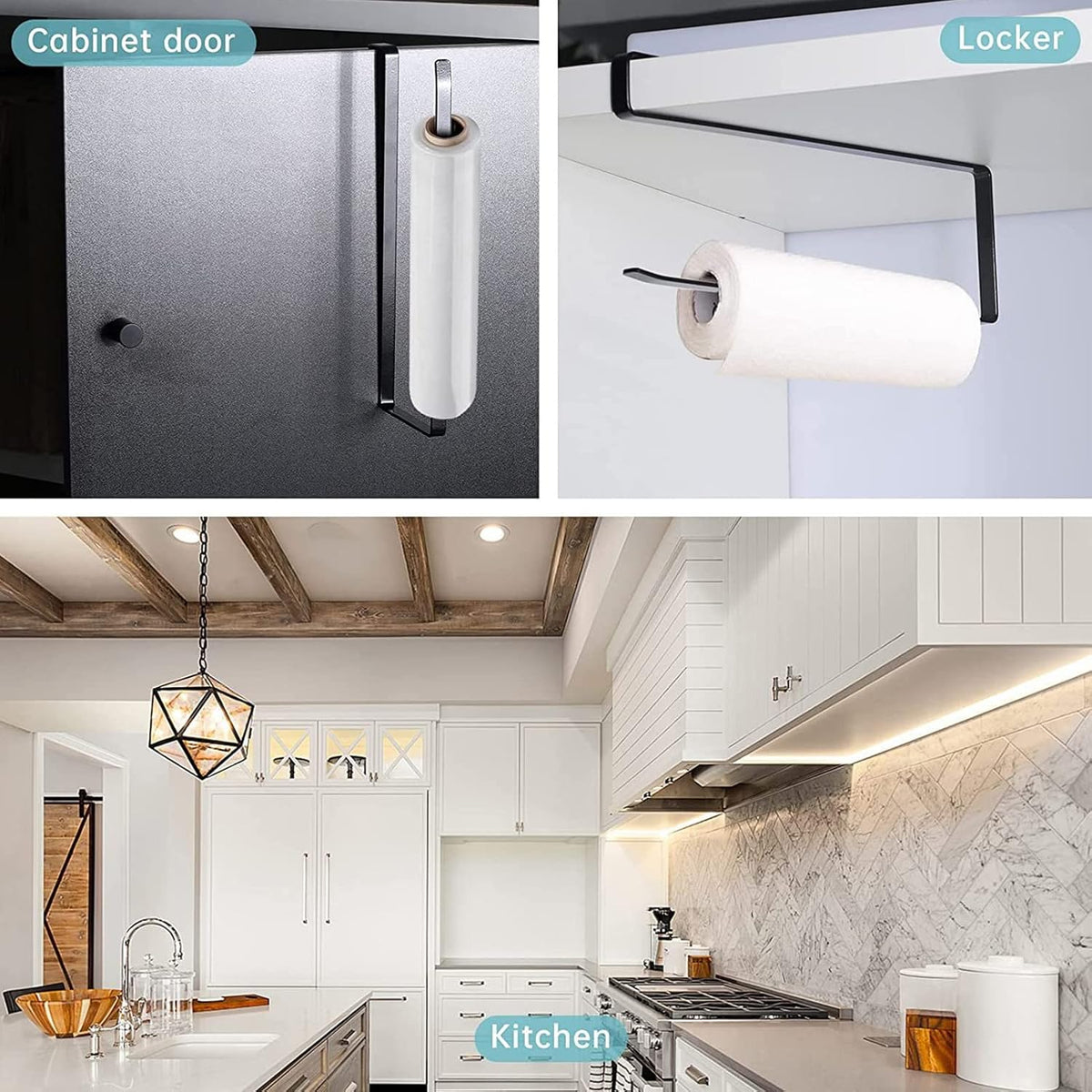 Cart In Mart Tumbler Cup Lid Organiser - Under Cabinet Paper Towel Holder Hook - Space Saver - 2 Pack