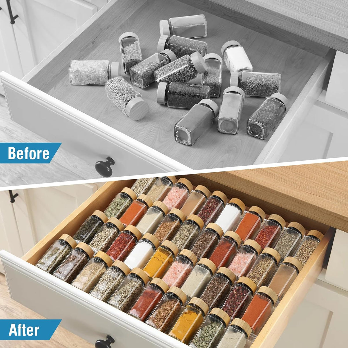 Cart In Mart 4 Tier - Clear Acrylic Drawer Spice Organiser Rack Cosmetic Storage - 8 Piece (No Jars)