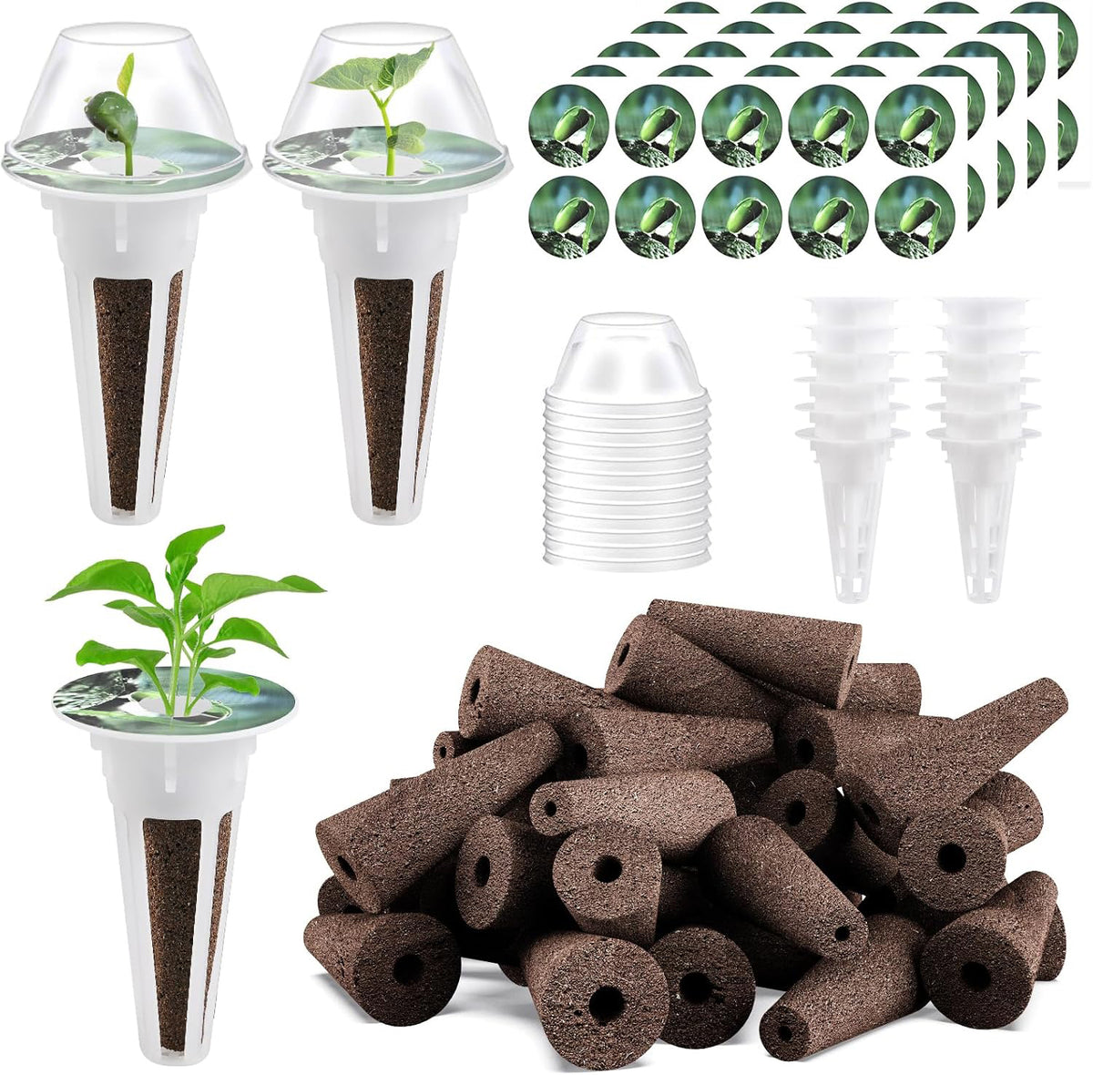48-Piece Hydroponic Seed Pod Kit | Grow Sponges, Baskets & Domes | Cart In Mart