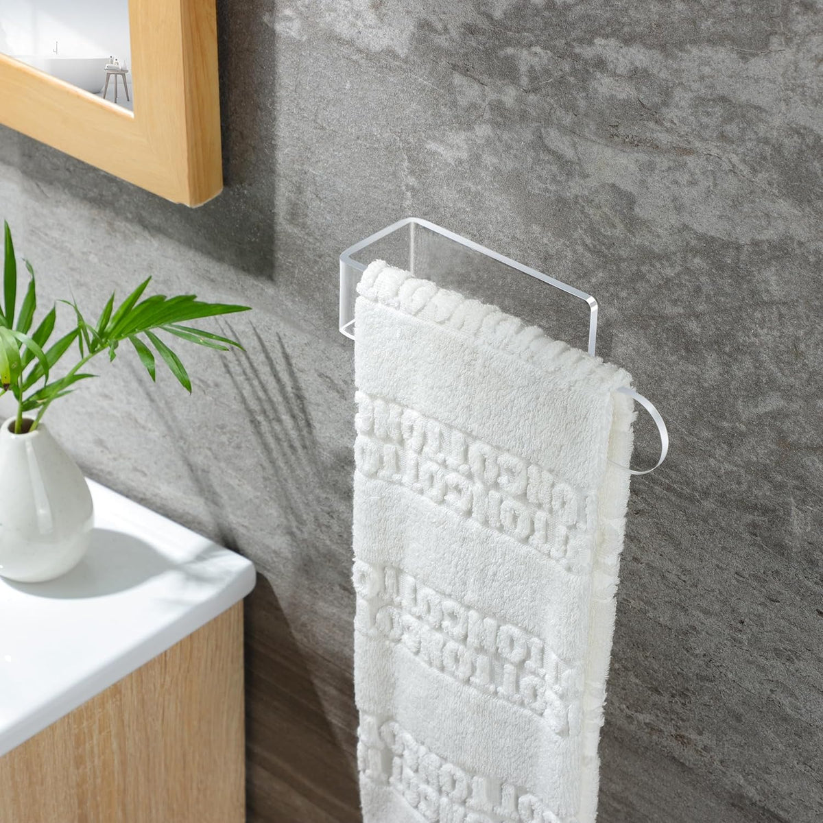 Cart In Mart Adhesive Clear Acrylic Hand Towel Holder For Bathroom Kitchen Wall - 2 Pack