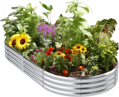 Cart In Mart Galvanised Metal Raised Bed Vegetable Planter Box For Outdoor Garden