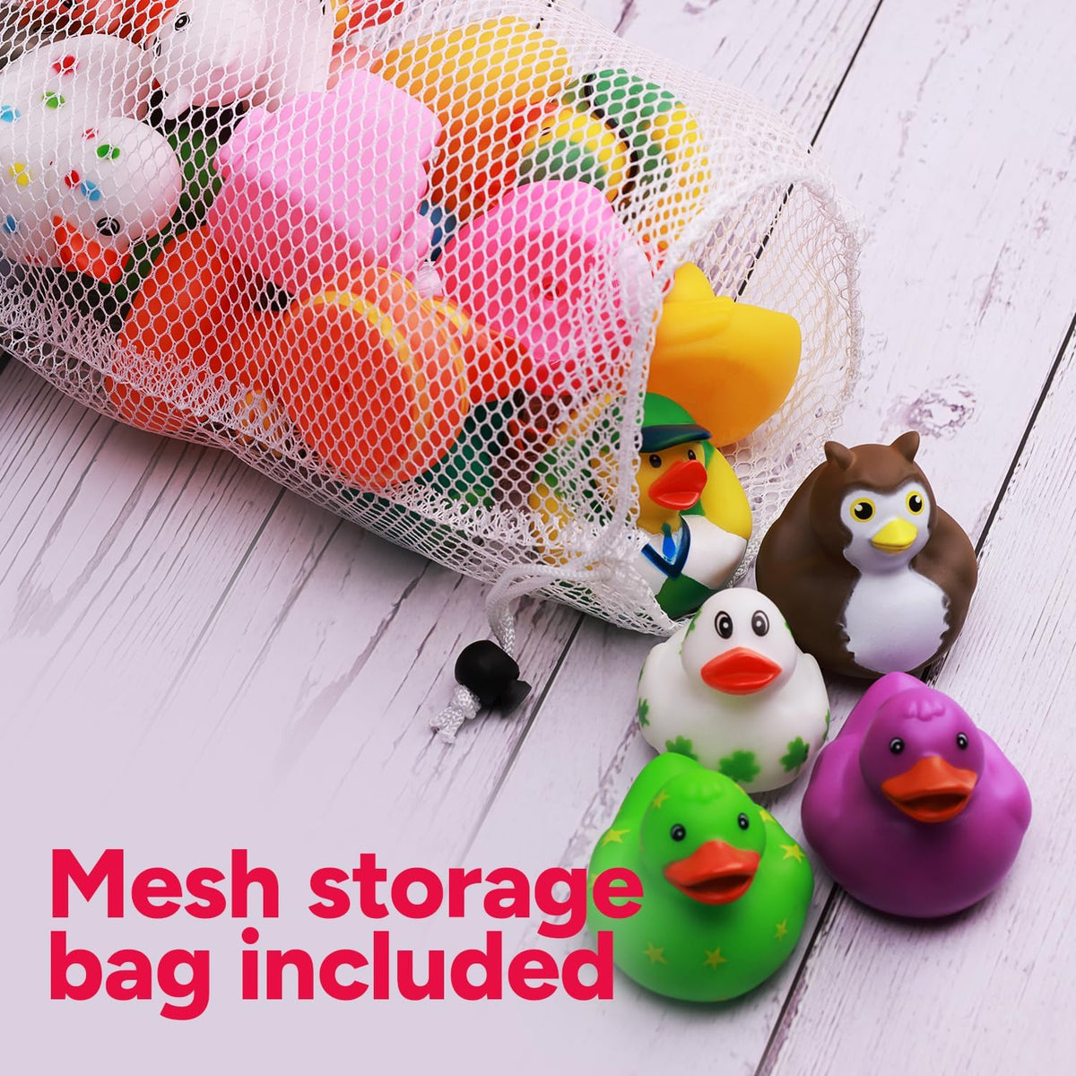 Cart In Mart 50 Pack Baby Bath Mini Duck Rubber Duckie Bathtub Toys With Mesh Bag
