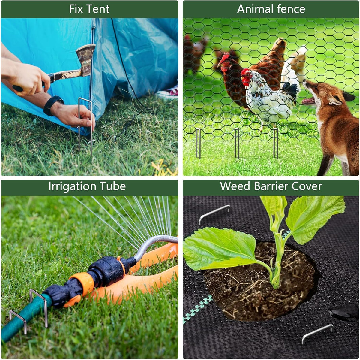 Cart In Mart 120-Pack Galvanized Landscape Staples Garden Stakes For Lawn Fence-15.2cm