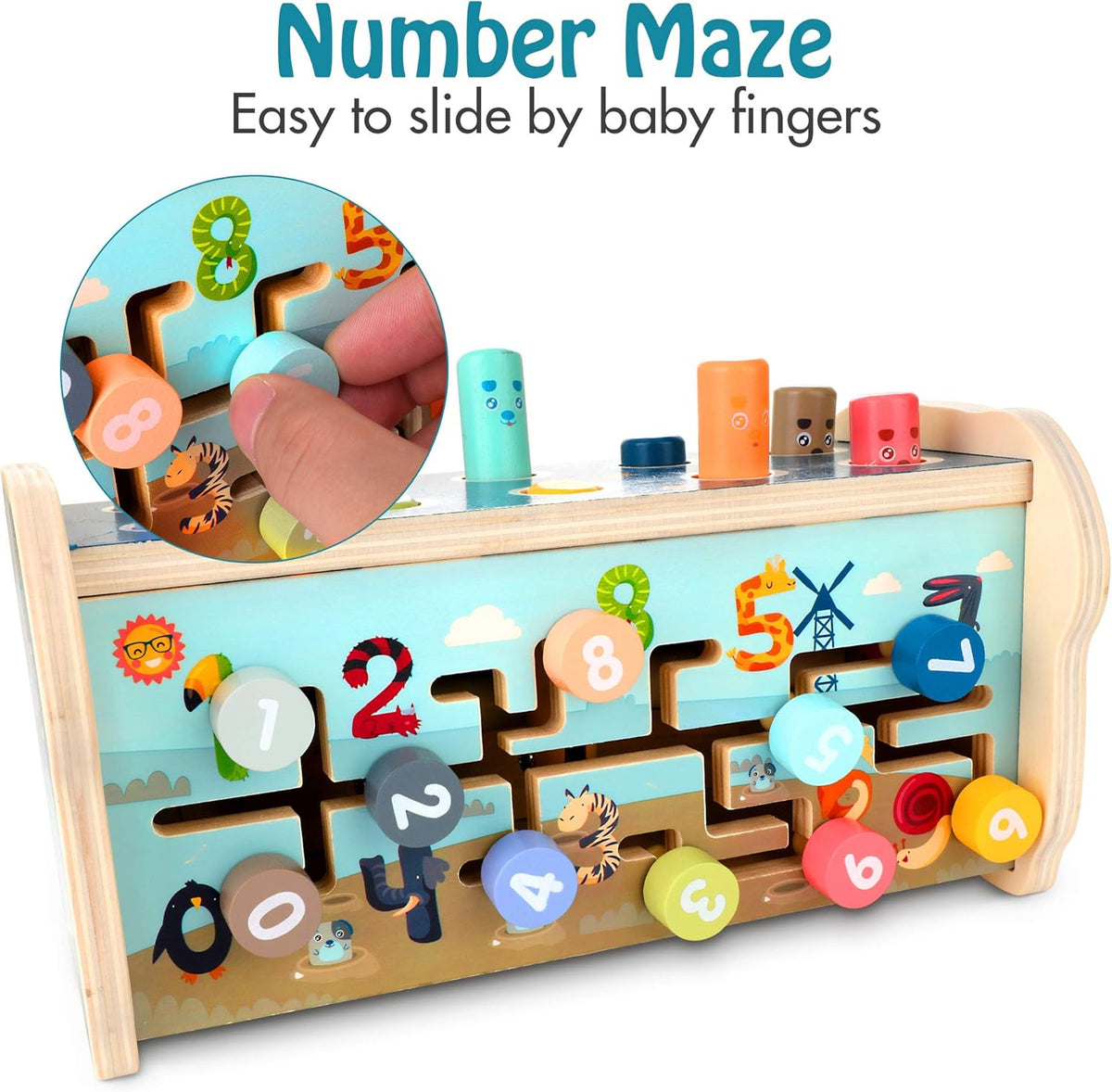 Cart In Mart Wooden Montessori Toddler Toy-Hammering Pounding & Xylophone,Number Sorter