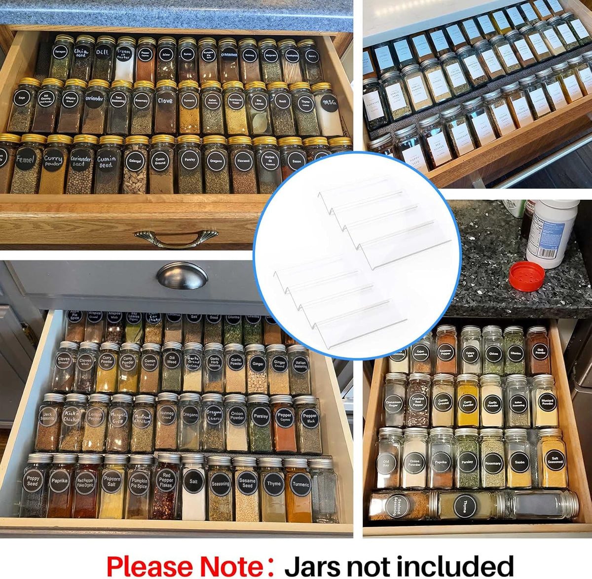 Cart In Mart 4 Tier - Clear Acrylic Drawer Spice Organiser Rack Cosmetic Storage - 8 Piece (No Jars)