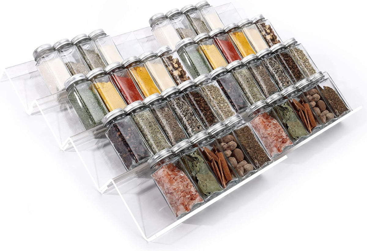 Cart In Mart 4 Tier - Clear Acrylic Drawer Spice Organiser Rack Cosmetic Storage - 8 Piece (No Jars)