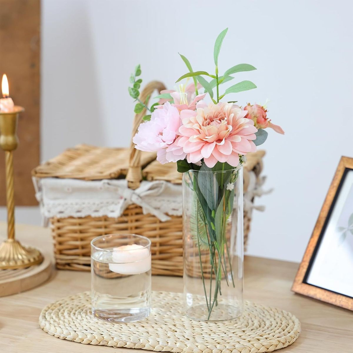 4-Pack Clear Cylindrical Glass Vases | Wedding Decor & Floating Candles | Cart In Mart
