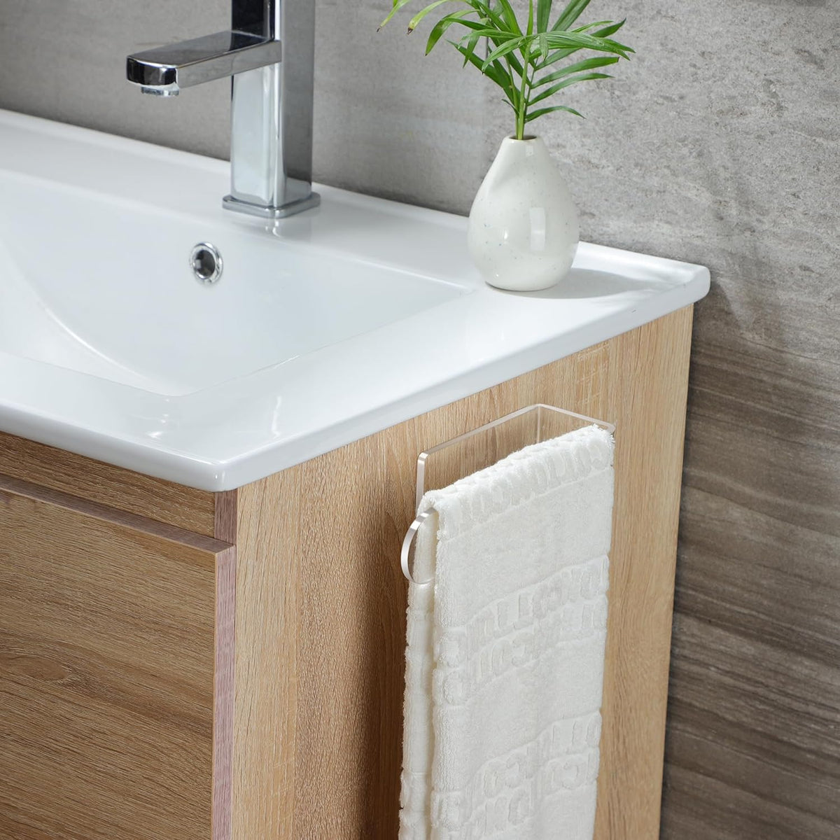 Cart In Mart Adhesive Clear Acrylic Hand Towel Holder For Bathroom Kitchen Wall - 2 Pack
