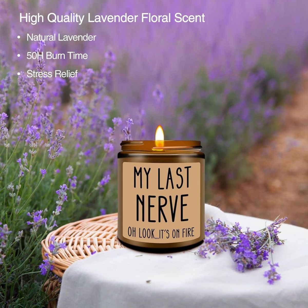 Cart In Mart My Last Nerve Candle Unique Birthday Gift For Women & Friends Lavender