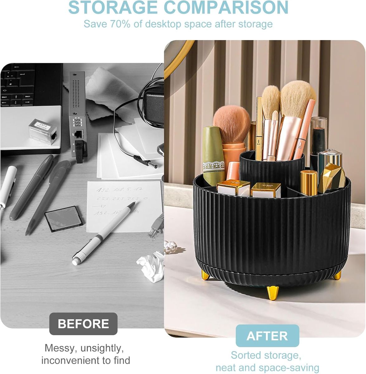 Cart In Mart 360 Rotating Desk Organisers with 5 Slots for Office Pen Pencil Makeup Holder