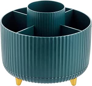 Cart In Mart 360 Rotating Desk Organisers with 5 Slots for Office Pen Pencil Makeup Holder - Dark Green