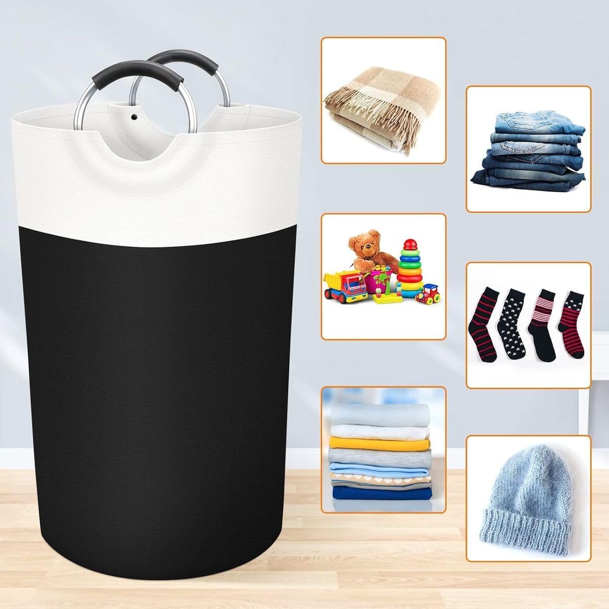 Cart In Mart 90L Laundry Hamper Basket With Padded Handles Waterproof Bag- Collapsible