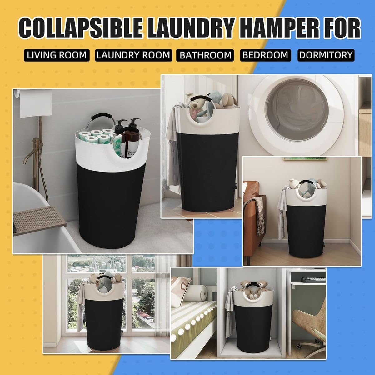 Cart In Mart 90L Laundry Hamper Basket With Padded Handles Waterproof Bag- Collapsible