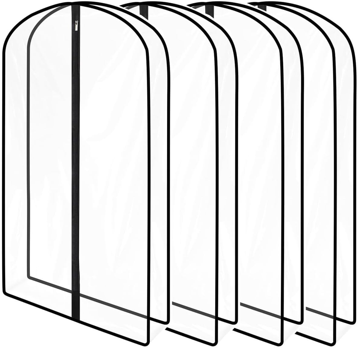 Cart In Mart 4 Pack Large Gusseted Clear Garment Cover Bag For Hanging Clothes Coat Suit