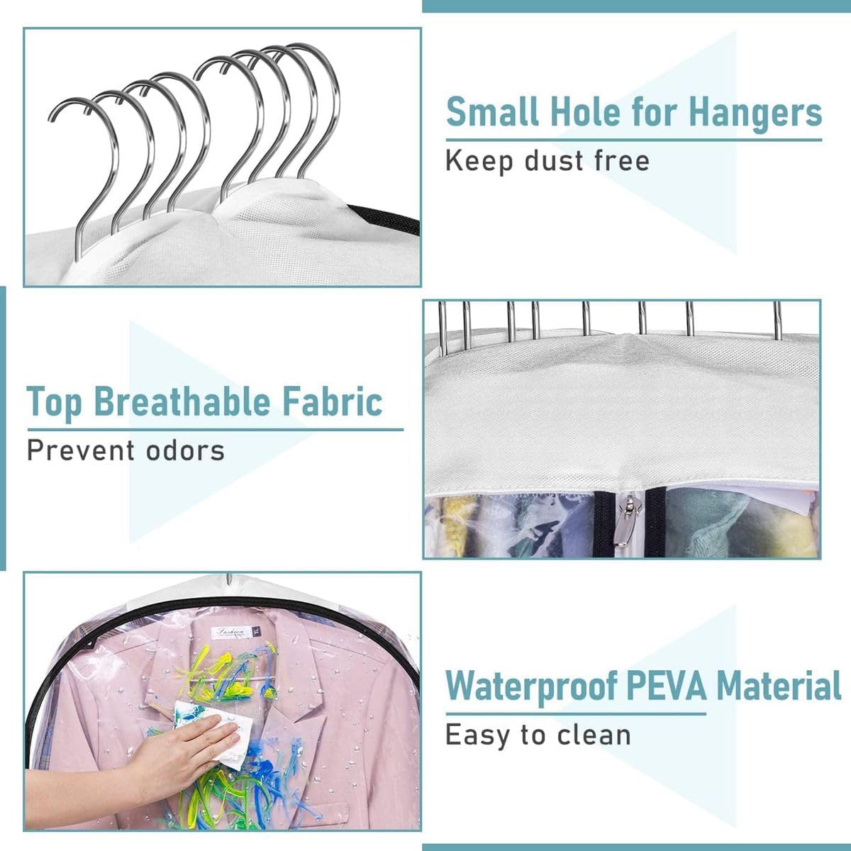 Cart In Mart 4 Pack Large Gusseted Clear Garment Cover Bag For Hanging Clothes Coat Suit