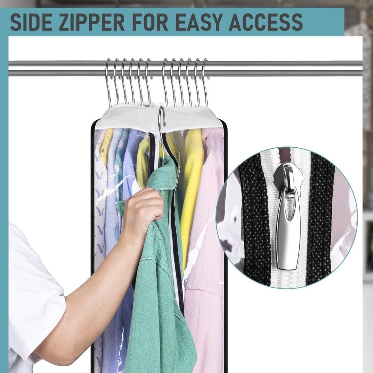 Cart In Mart 4 Pack Large Gusseted Clear Garment Cover Bag For Hanging Clothes Coat Suit