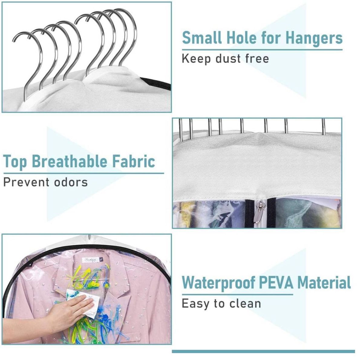 Cart In Mart 3 Pack Large Clear Garment Cover Bags Hanging Clothes Dustproof Waterproof