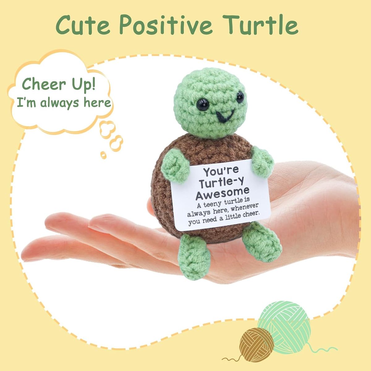 Cart In Mart 2 Pack Mini Funny Positive Turtle Cheer Up Gift Toy Knitted Crochet Decor