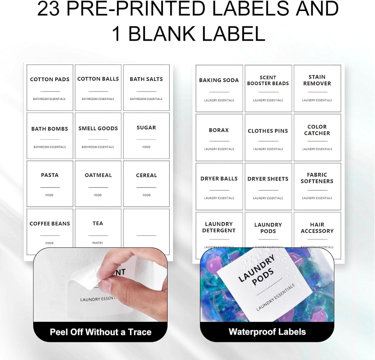 Cart In Mart 2 Pack Glass Jars For Laundry Room Organisation With Lid & Labels-2Liter