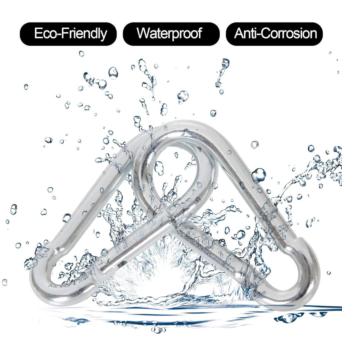 Cart In Mart 8 Piece Heavy Duty Carabiner Clips Steel Spring Snap Hook-8cm & 6cm(4 Each)