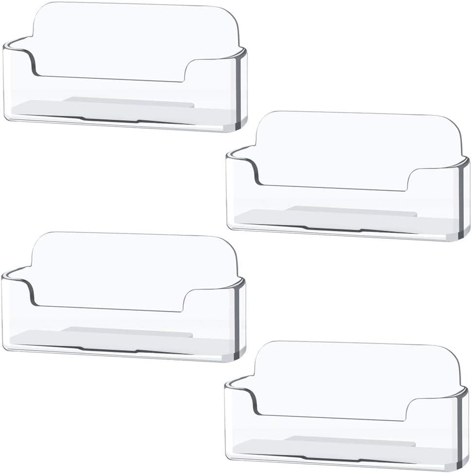 Cart In Mart 4 Pack Clear Acrylic Business Card Holder For Desk Home Office Exhibition