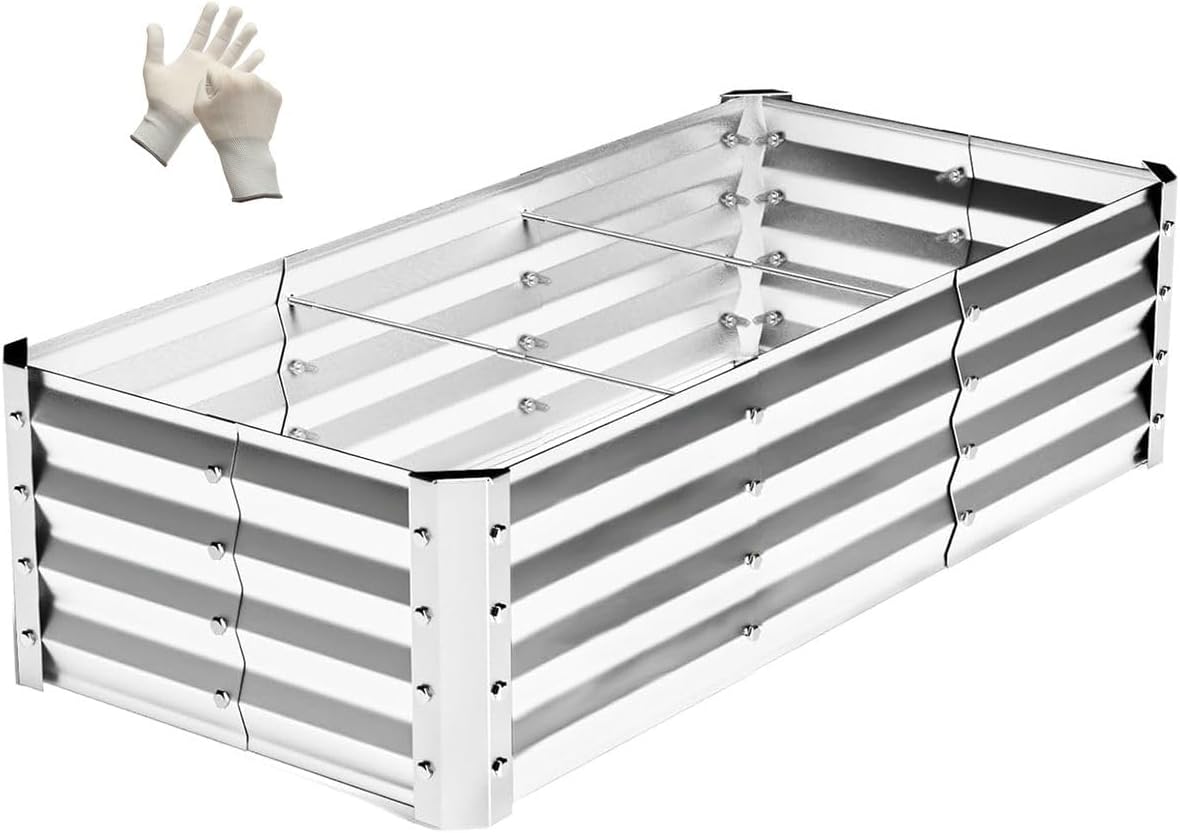 Cart In Mart Galvanised Metal Raised Bed Vegetable Planter Box For Outdoor- Large
