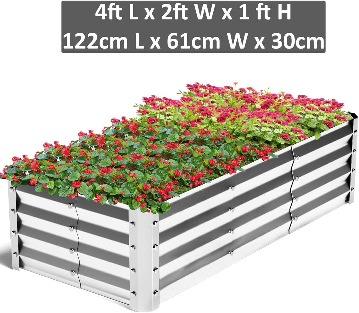 Cart In Mart Galvanised Metal Raised Bed Vegetable Planter Box For Outdoor- Large